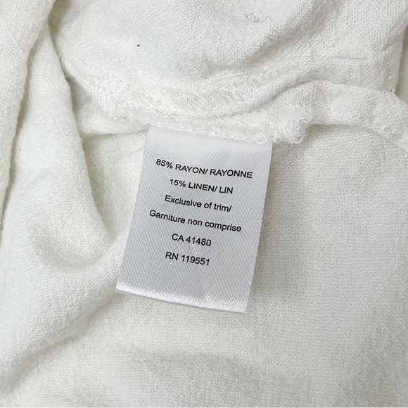 GENTLE FAWN Women’s Ivory BYRON Top In Linen One Pocket Boxy Button Sleeve Sz L - Picture 7 of 9